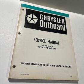 Ob3435 Chrysler Outboard Motor Service Manual 20 And 30 H.p. Ob 3435