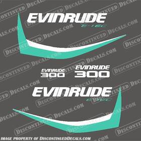 E-300-etec-g1-aw Discontinueddecals Fits Evinrude 300hp G1 E-tec Decal Kit Aqua/white - 2014-2016