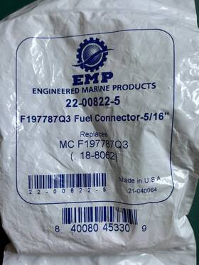 22-00822-5 Emp Marine Fuel Connector 5/16 Inch Replaces Mc F197787q3 18-8062