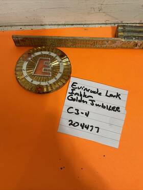204477 Evinrude Trim Emblem For Hood Cover 1959 35hp Lark Used C3-4 Rare