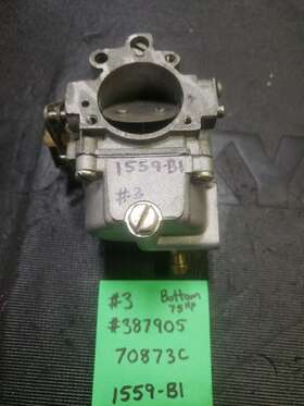 70873c Evinrude Johnson 387905 Outboard 75 Hp 1978 #3 Carburetor Bottom # Or