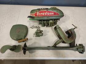 133-6-1065 Firestone 1965 Outboard Boat Motor Green Vintage Parts Or Decorative
