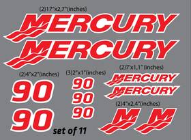 St-507 Hell Graphics 90 11pc Set Of Hp Mercury Outboard Cowling Decal Custom Color Choices