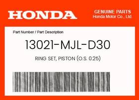 13021-mjl-d30 Honda Genuine Ring Set Piston O.s. 0.25 -