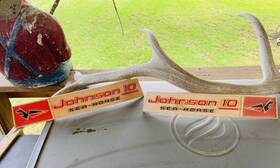 307197 Johnson 1960 10 Hp Sea-horse Outboard Hood Side Emblems