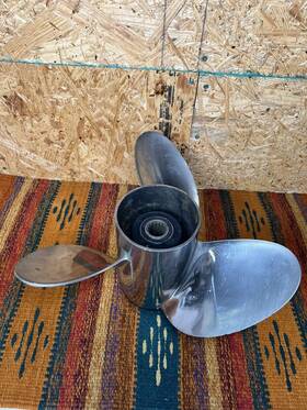 394755 Johnson Genuine Raker Stainless Steel Propeller 14 1/2 X 24 Good Used Condition