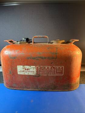 777777unknown Johnson Vintage Outboard Motors 6 Gallon Metal Boat Motor Gas Can Tank