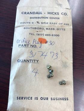 0317473 Johnson Evinrude Omc 317473 Orifice Plug # 30 9/2