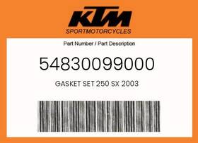 54830099000 Ktm Genuine Gasket Set 250 Sx 2003 -