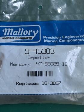 47-85089-10 Mallory Marine 9-45303 Impeller For Mercury Replaces 18-3057