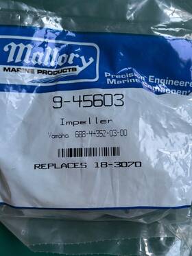 688-44352-03-00 Mallory Marine 9-45603 Impeller For Yamaha Replaces 18-3070