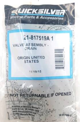 21-817519a Mercury Quicksilver Outboard Valve Assembly Drain Check Oem/genuine
