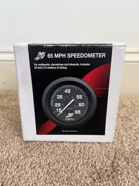 79-895285a03 Mercury New 65 Mph Speedometer Analog Gauge - Black Part # Boat