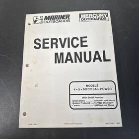 90-17308 Mercury Service Manual For A Outboard Motor 4 5 Hp And 102cc Sailpower