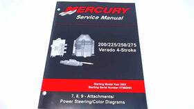 90-896580700 Mercury Service Manual 200 225 250 275 Hp 7 8 And 9 Power Steering/color Diagrams