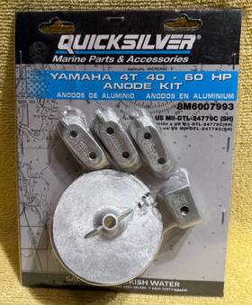 8m6007993 Quicksilver Aluminum Anode Kit - Yamaha 4t 40-60 Hp Marine Parts