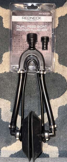 0974 Redneck Convent Dual Feed Boat Motor Flush Kit Muffs And Hose Fittings Outboard Engine Flushing