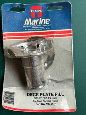 109-dpf Tempo Marine 109dpf Deck Plate Fill Fits 1-1/2 Inch Id Hose Chrome Plated