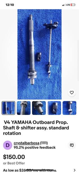 6g5-45611-00-00 Yamaha V4 Prop Shaft And Shifter