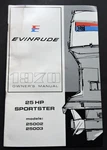 Vtg 1970 Oem Evinrude Hp Sportster Models 25002 25003 Owner's Manual. Fixed Price $15.00.