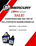 Mercury Mrx Sae 10W-30 Full Synthetic Marine Engine Oil Gallon # 8M0169265. Fixed Price $83.60.