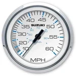 990C0-80102 Suzuki Outboard 4 60 Mph Speedometer White Face Stain Steel Bezel. Fixed Price $91.95.