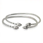 Cocoa Pods Pointy Bulb Ends .925 Sterling Silver West Indian Bangles, 1 Pair. Fixed Price $119.00.