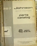 Factory 1967 Johnson Outboard Parts Catalog Sea-horse 40 Hp Models Rkl 29E. Fixed Price $13.00.