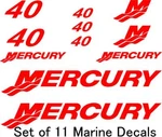 (11PC) Set Of 40 Hp Mercury Outboard Boat Cowling Decal Custom Color Choices. Fixed Price $14.99.