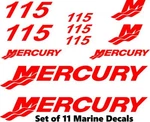 (11PC) Set Of 115 Hp Mercury Outboard Cowling Decal Custom Color Choices. Fixed Price $17.99.