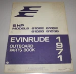 Parts Book Evinrude Ersatzteilkatalog Hp Models 6102E 6102G 6103E 6103G 1971!. Fixed Price $13.92.