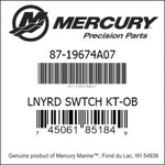 Mercury - Lanyard Stop Switch 5 Ft Flush Mount Fits Outboards & Dts Engine. Fixed Price $39.99.