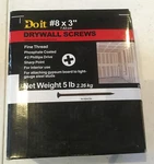 5 Pounds Do It #8 X 3 Fine Thread Phosphate Coated Phillips Drywall Screws. Fixed Price $24.95.