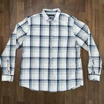 Banana Republic Untucked Shirt Mens Xl Tall Blue Green Plaid Standard Fit Casual. Fixed Price $24.99.