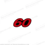 Fits Mercury Single "60" Decal - Red Large (rear). Fixed Price $19.95.