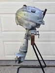 Vintage 1947 Johnson Sea Horse HD-25 2.5HP Outboard Boat Motor W/ Cast Gas Tank. Fixed Price $120.00.