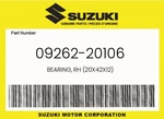Suzuki Genuine Bearing, Rh (20X42X12) 09262-20106. Fixed Price $29.84.
