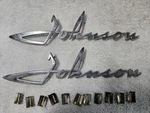 1957 Javelin 35 Hp Outboard Motor "johnson" Emblems From Side Of Cowling. Fixed Price $29.99.