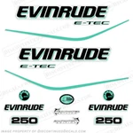 Fits Evinrude 250HP E-tec Decal Kit Aqua. Fixed Price $144.95.