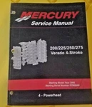 Mercury Service Manual Powerhead 200/225/250/275 Hp Verado 90-896580400. Fixed Price $44.99.